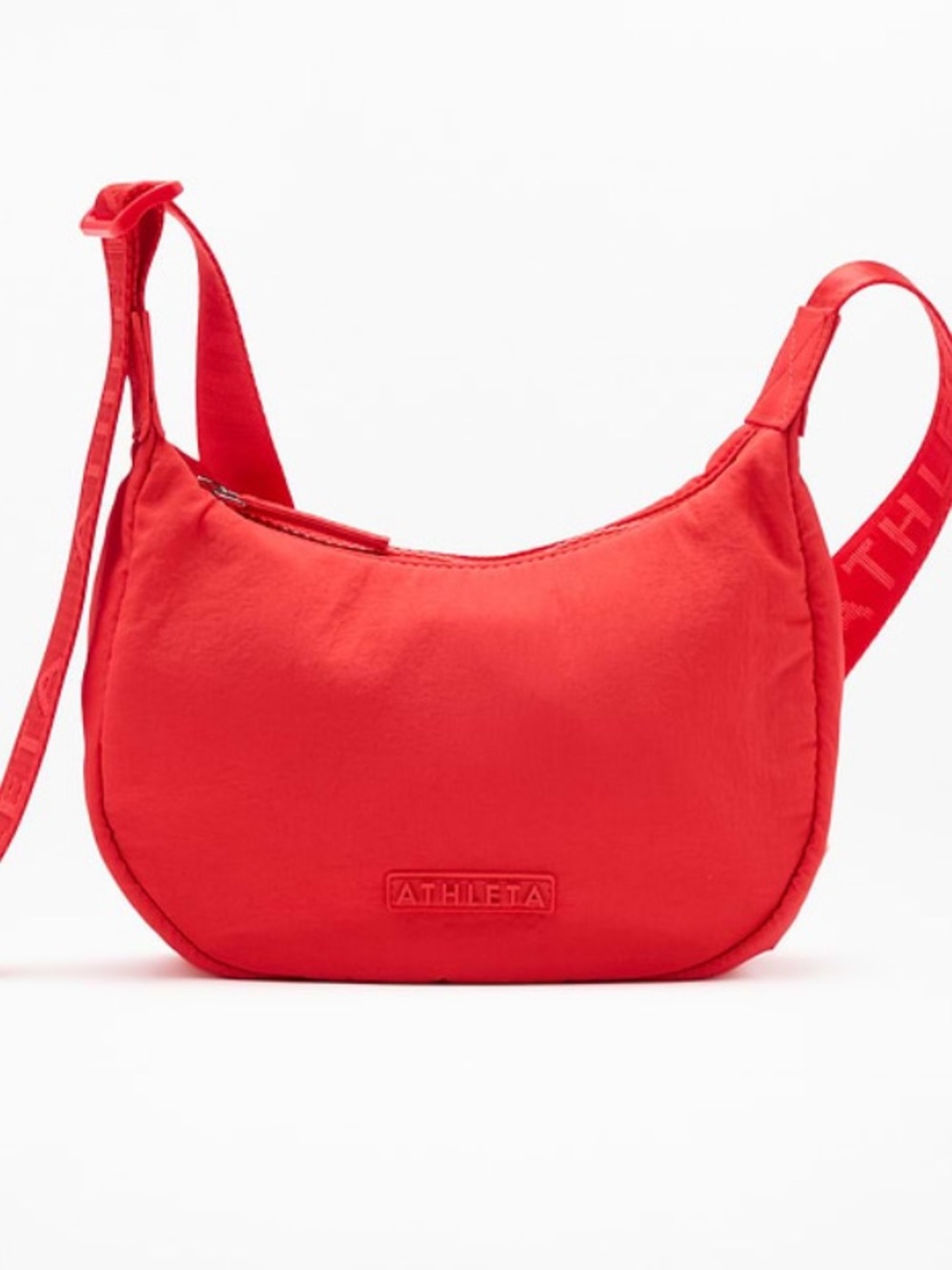 Athleta Bright Red Curved Crossbody Bag
